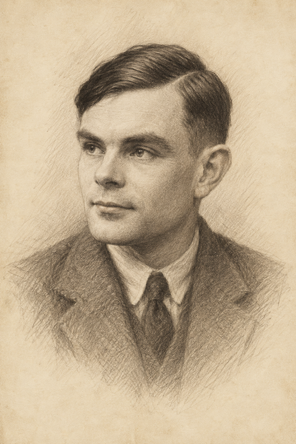 Alan Turing — detailed pencil sketch