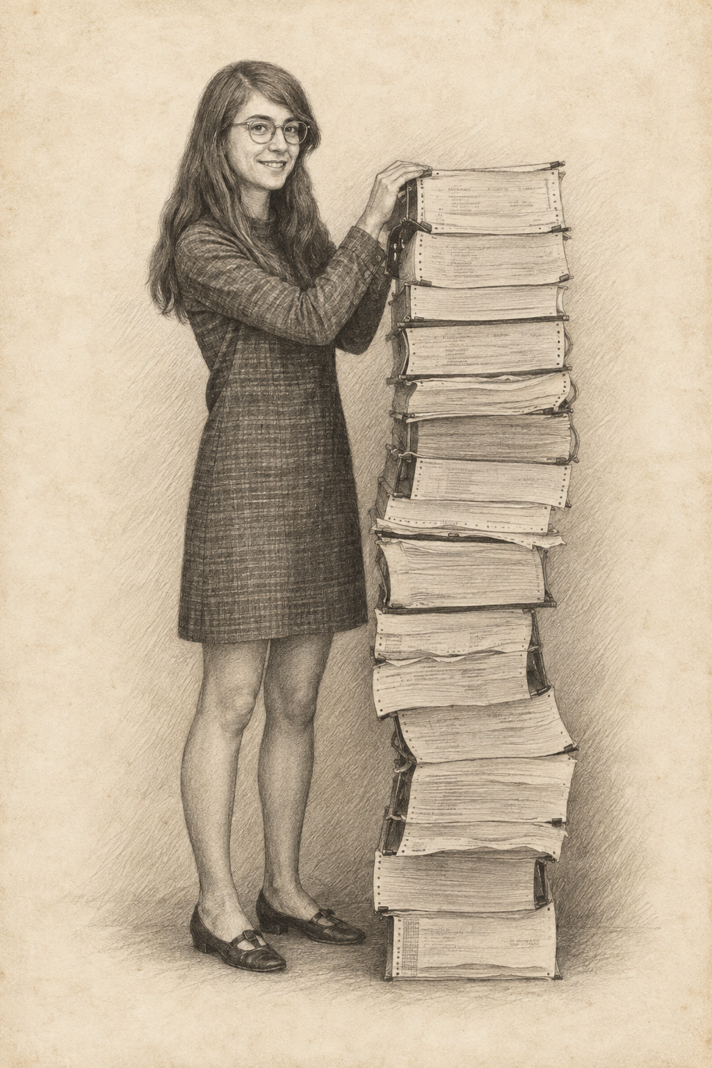 Margaret Hamilton — detailed pencil sketch